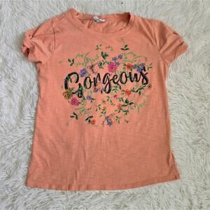 Elle Peach Floral GORGEOUS Cottagecore Graphic Tee Size Small